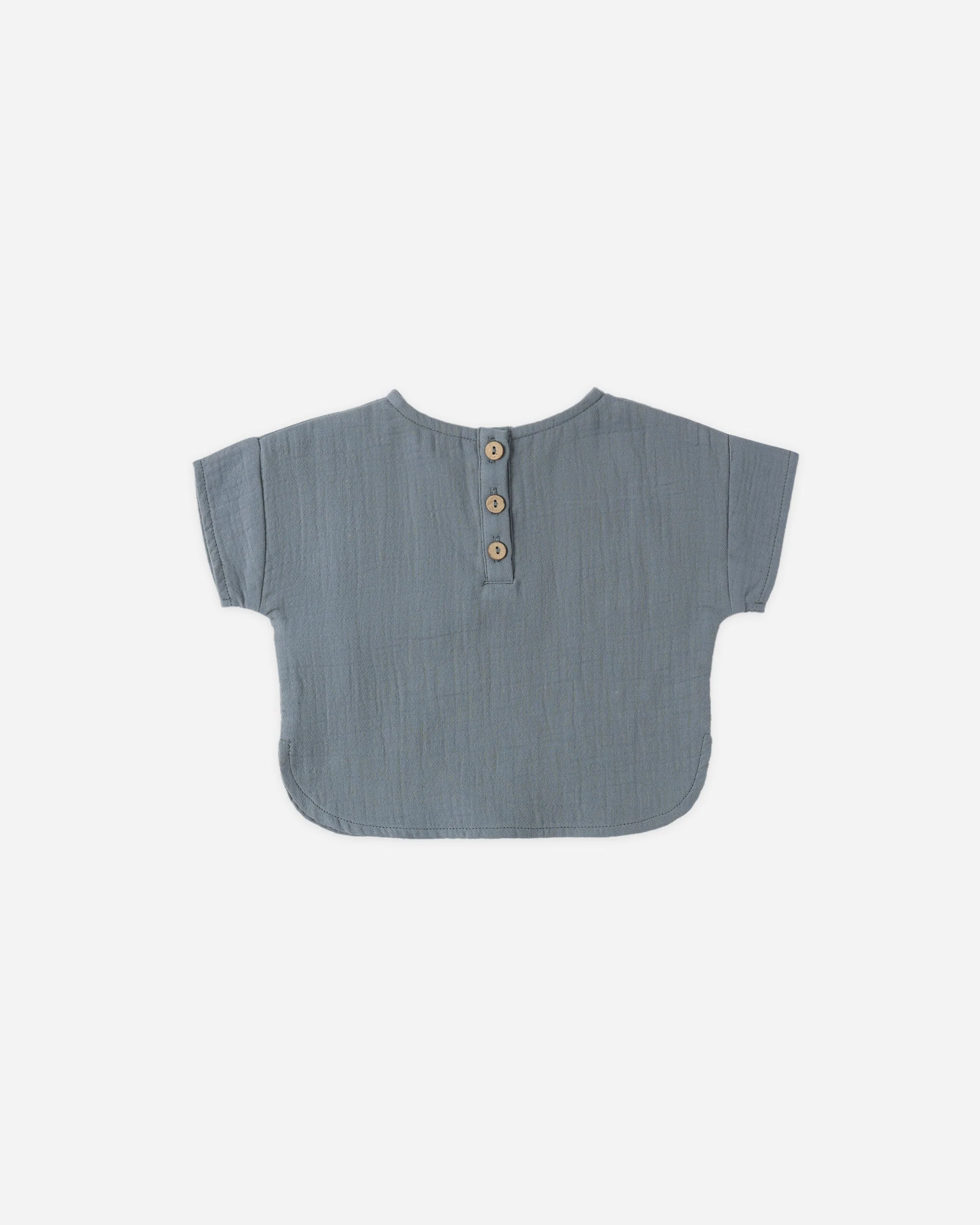 Woven Boxy Top Ocean - Image 2