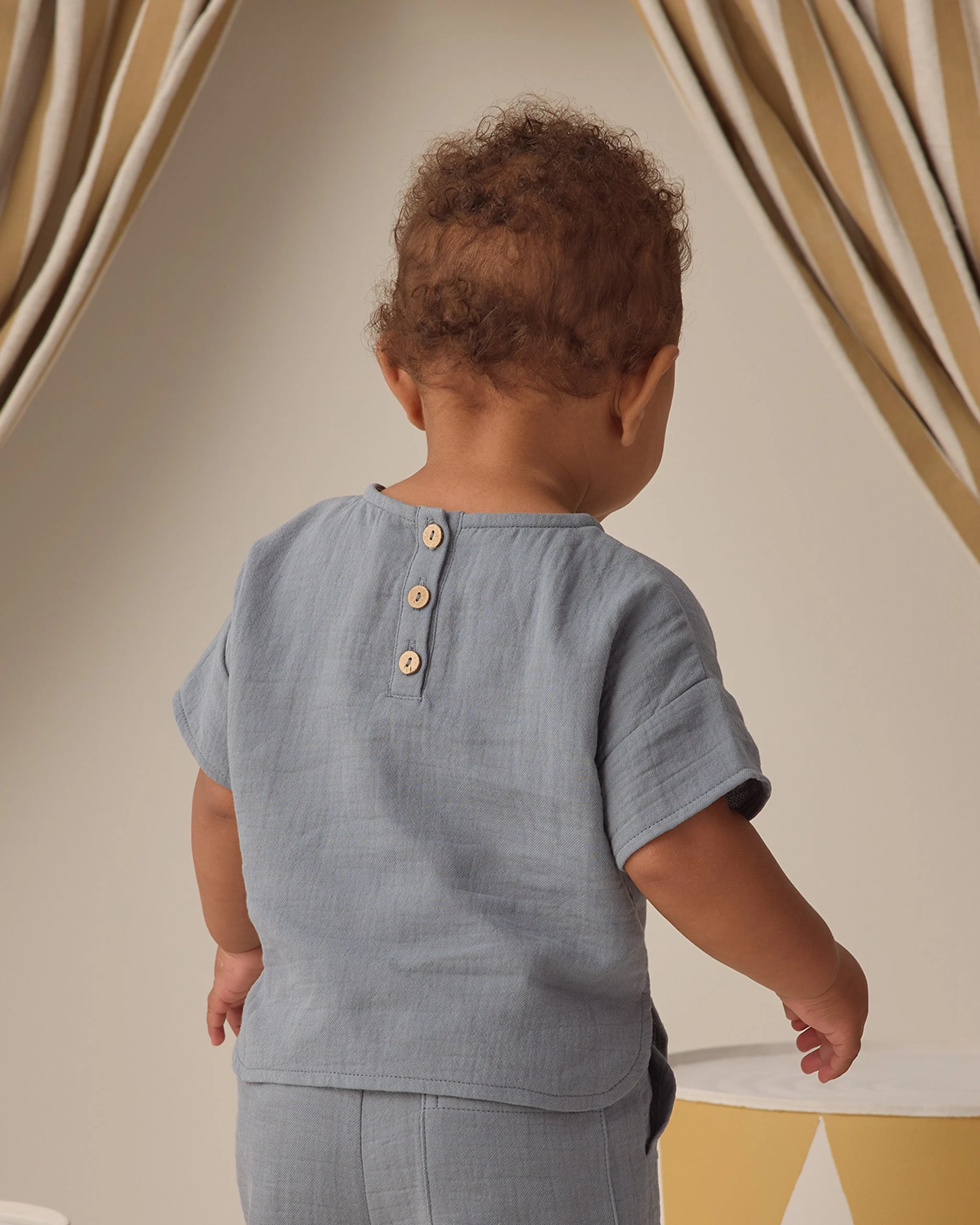 Woven Boxy Top Ocean - Image 4