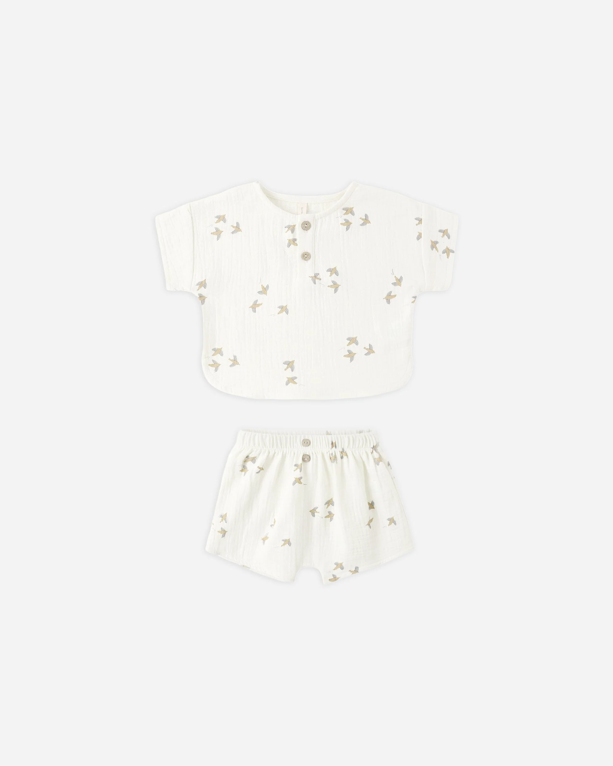 Woven Boxy Top + Short Set Birds