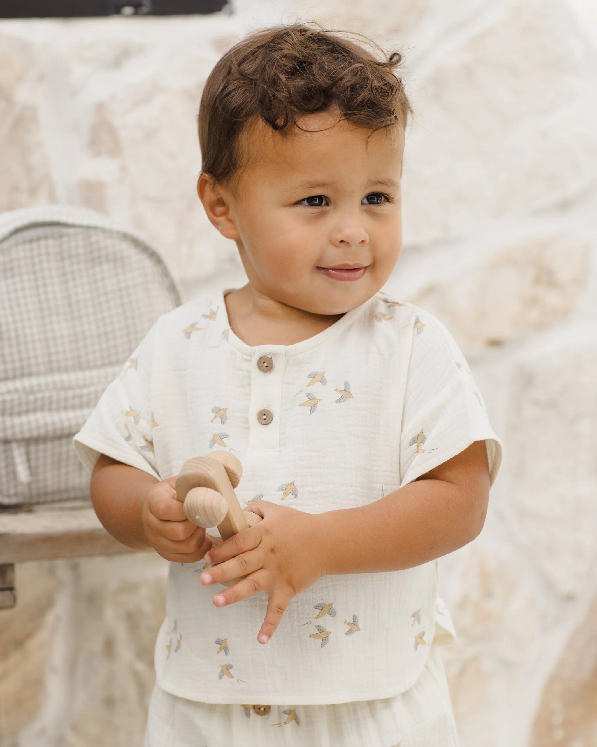 Woven Boxy Top + Short Set Birds - Image 2