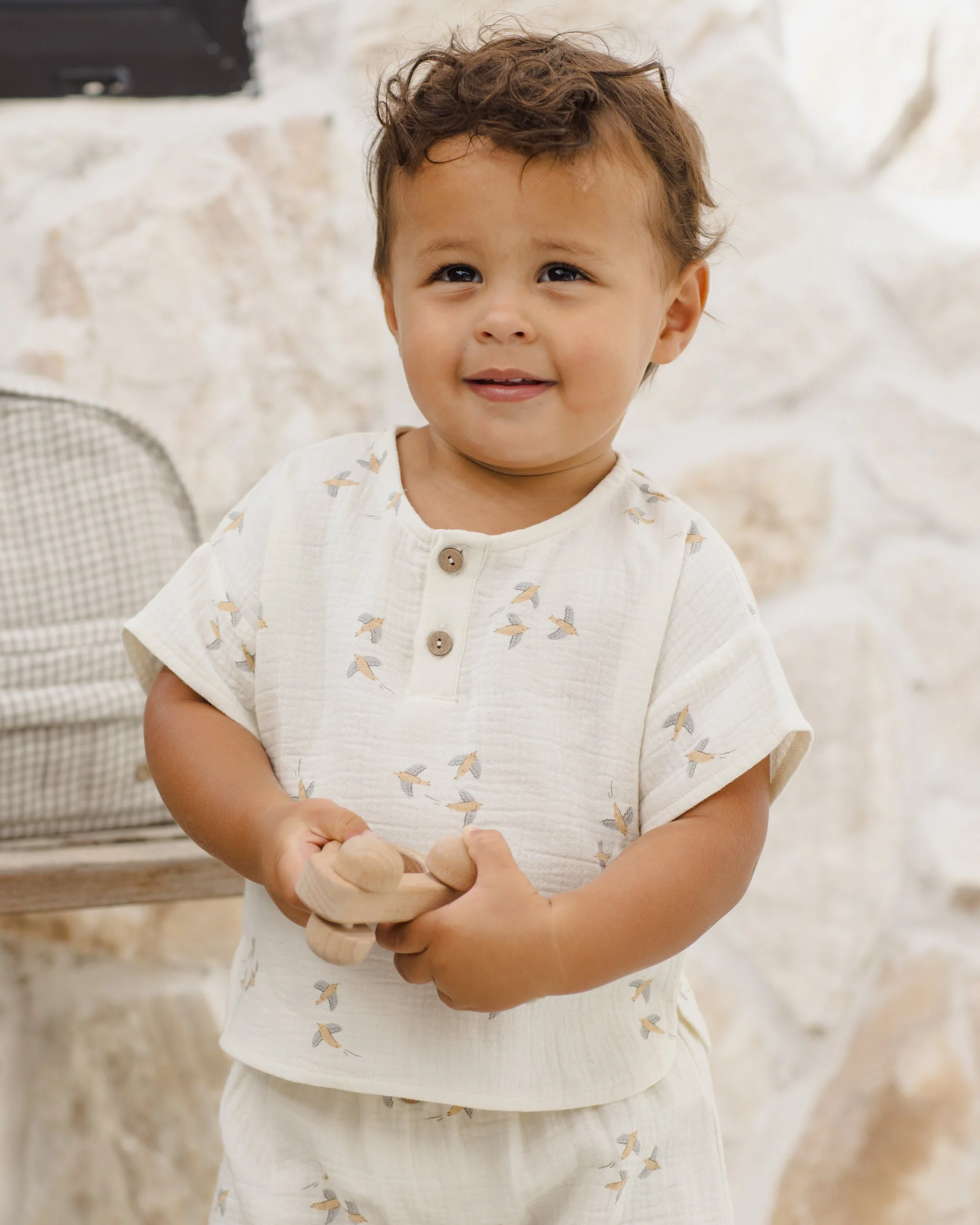 Woven Boxy Top + Short Set Birds - Image 3