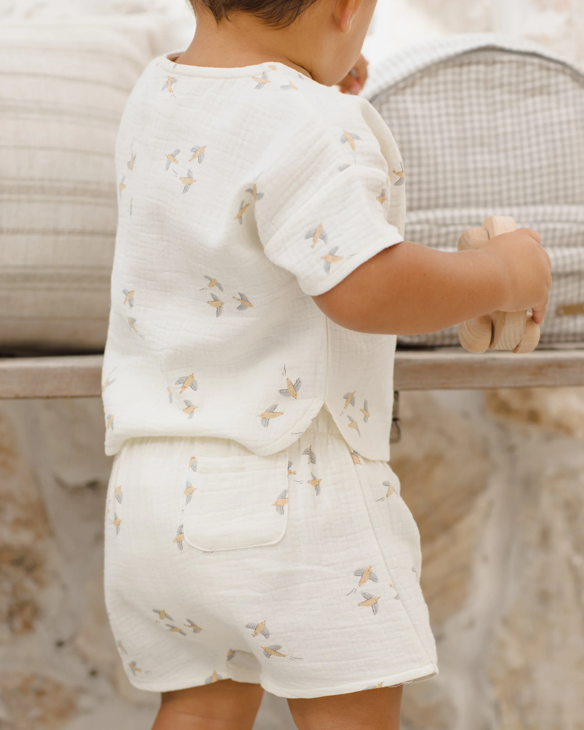 Woven Boxy Top + Short Set Birds - Image 4