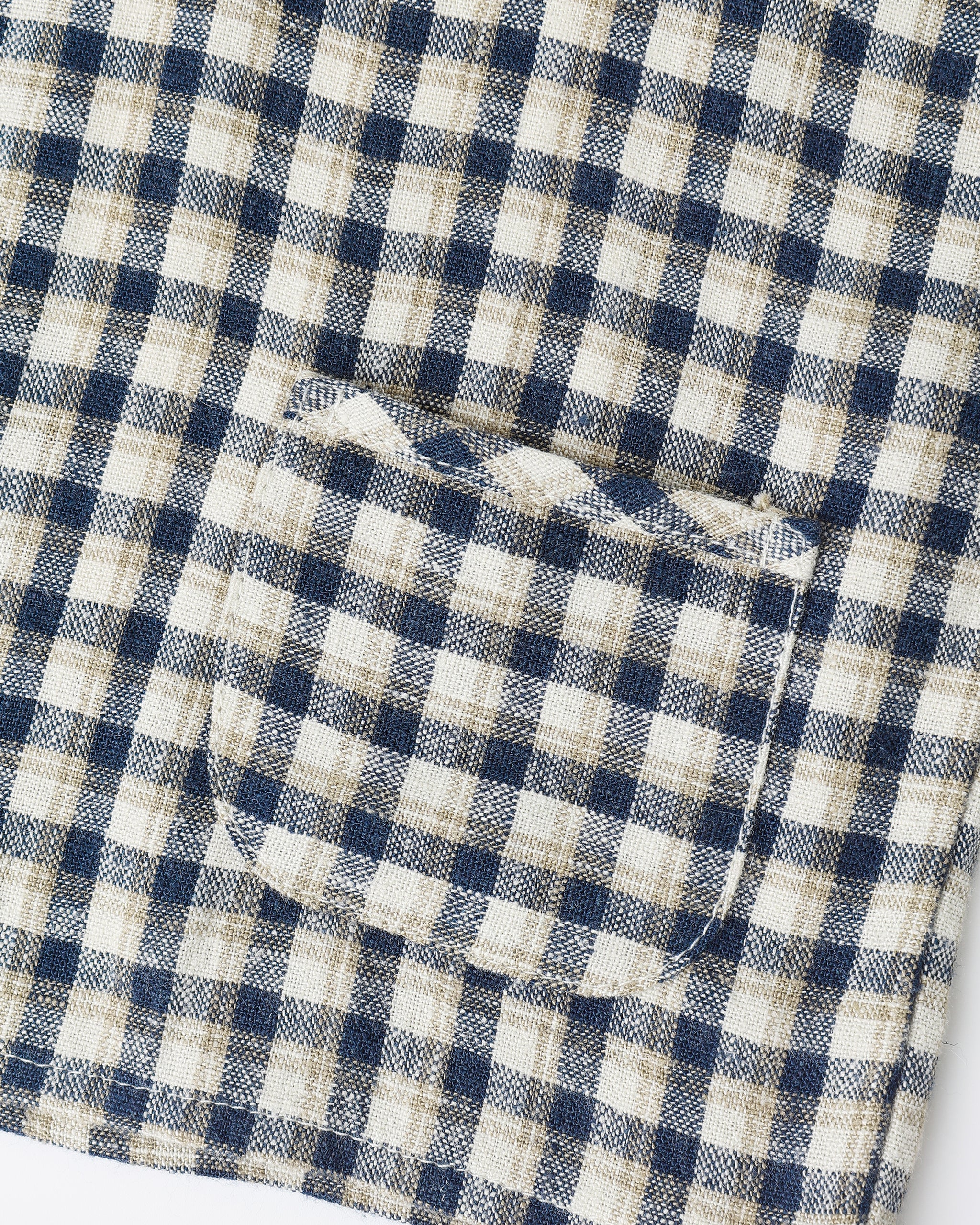 Woven Henley Tee || Navy Check - Image 2
