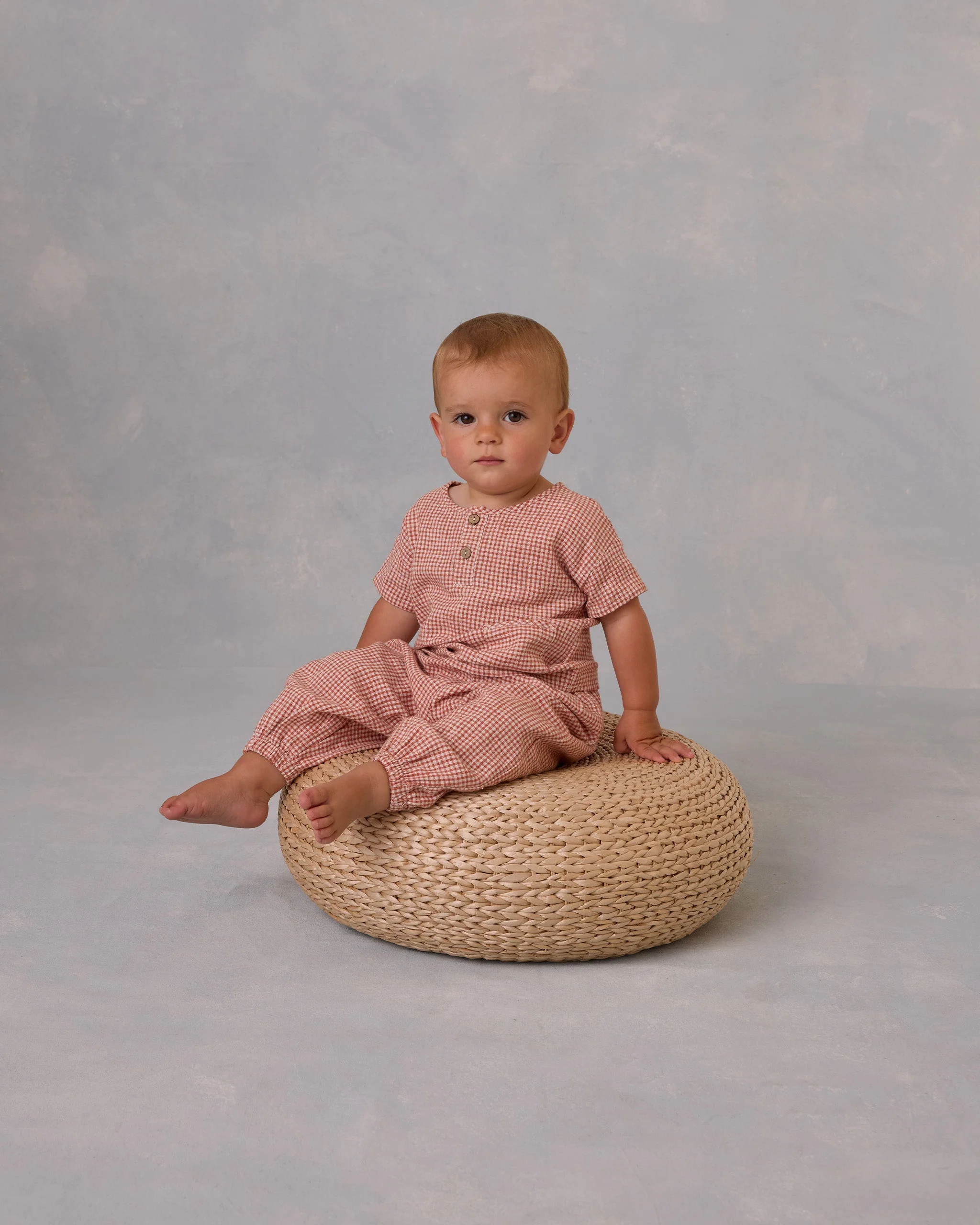 Woven Henley Tee || Poppy Gingham - Image 3