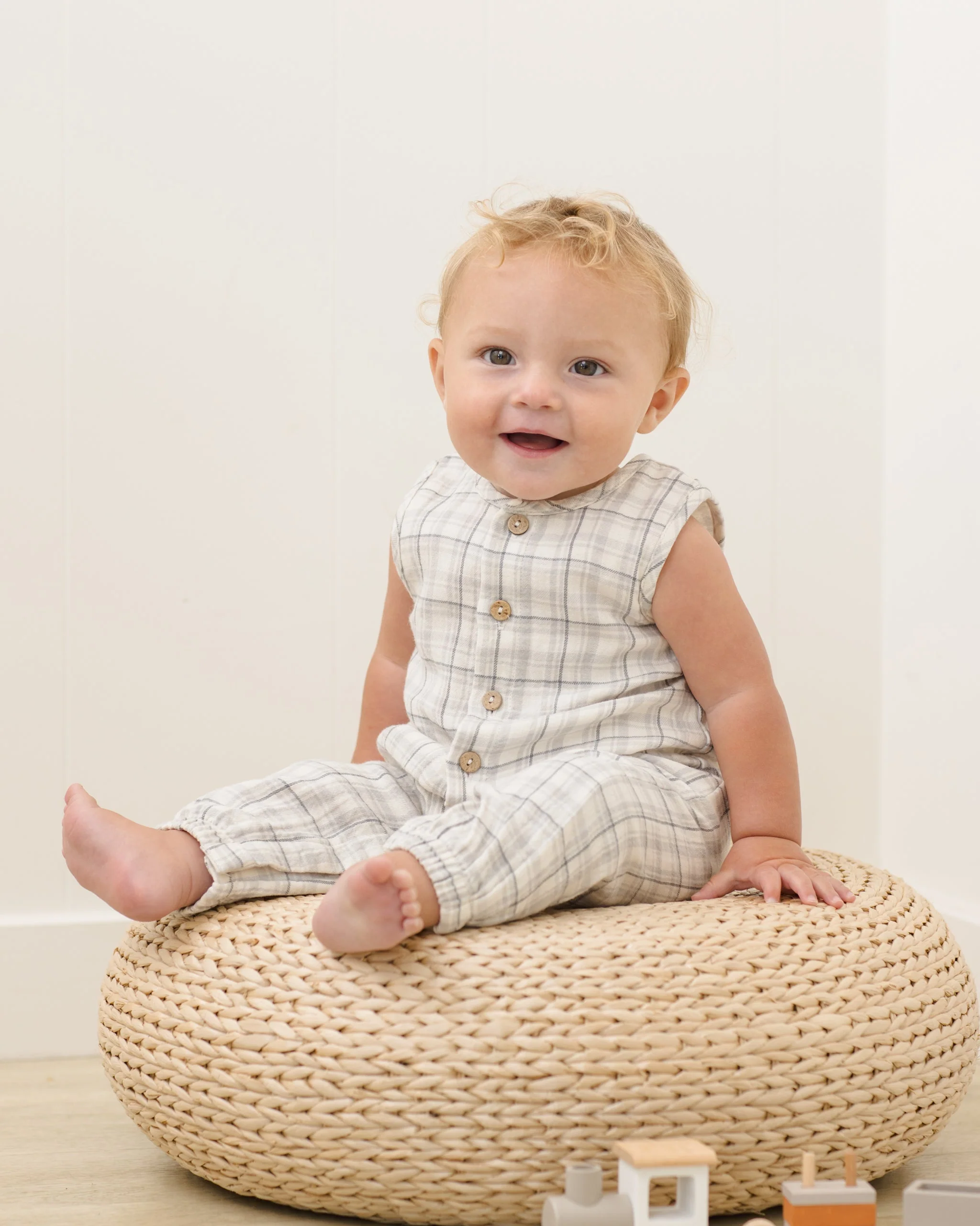Woven Jumpsuit Blue Plaid - Image 2