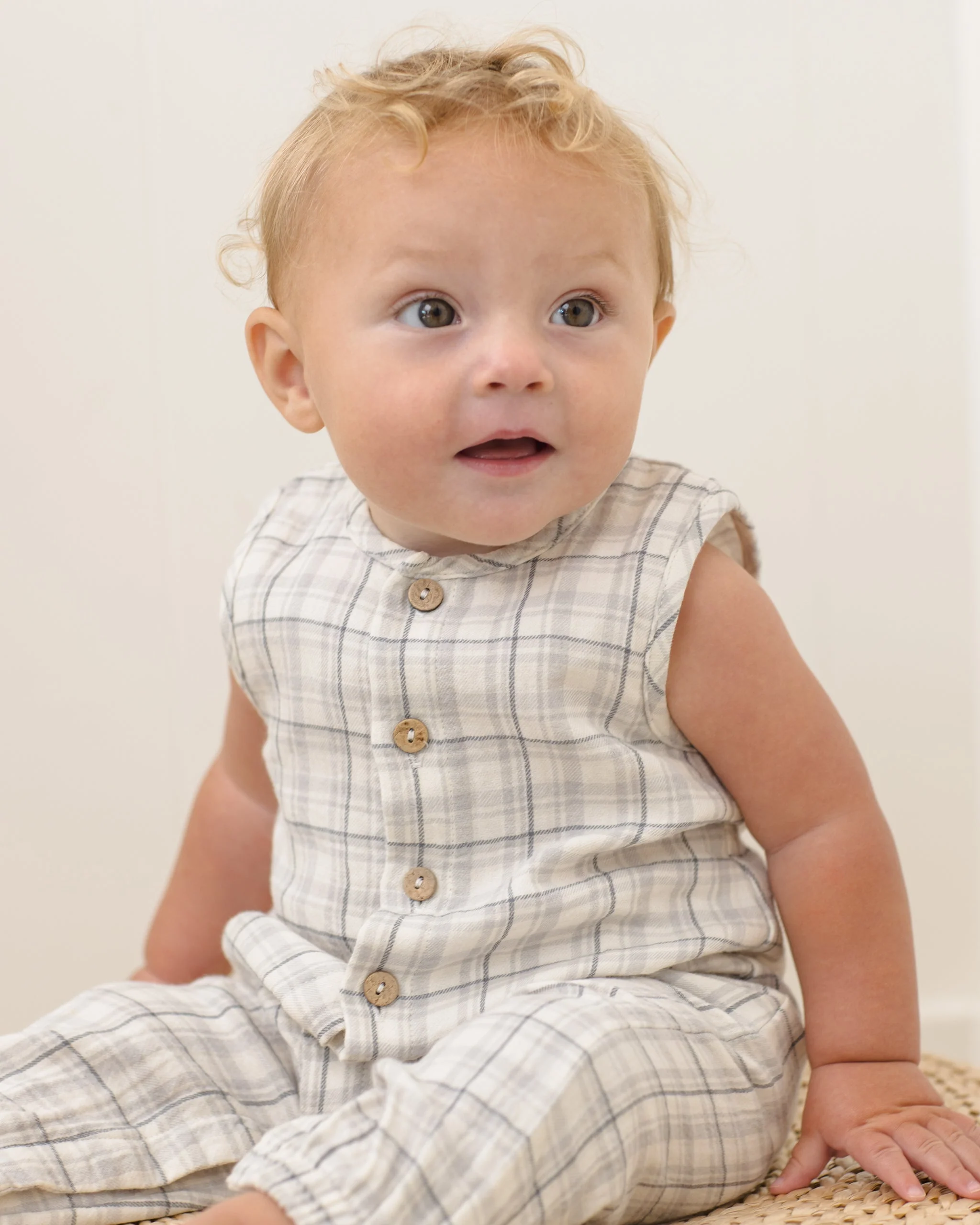 Woven Jumpsuit Blue Plaid - Image 3