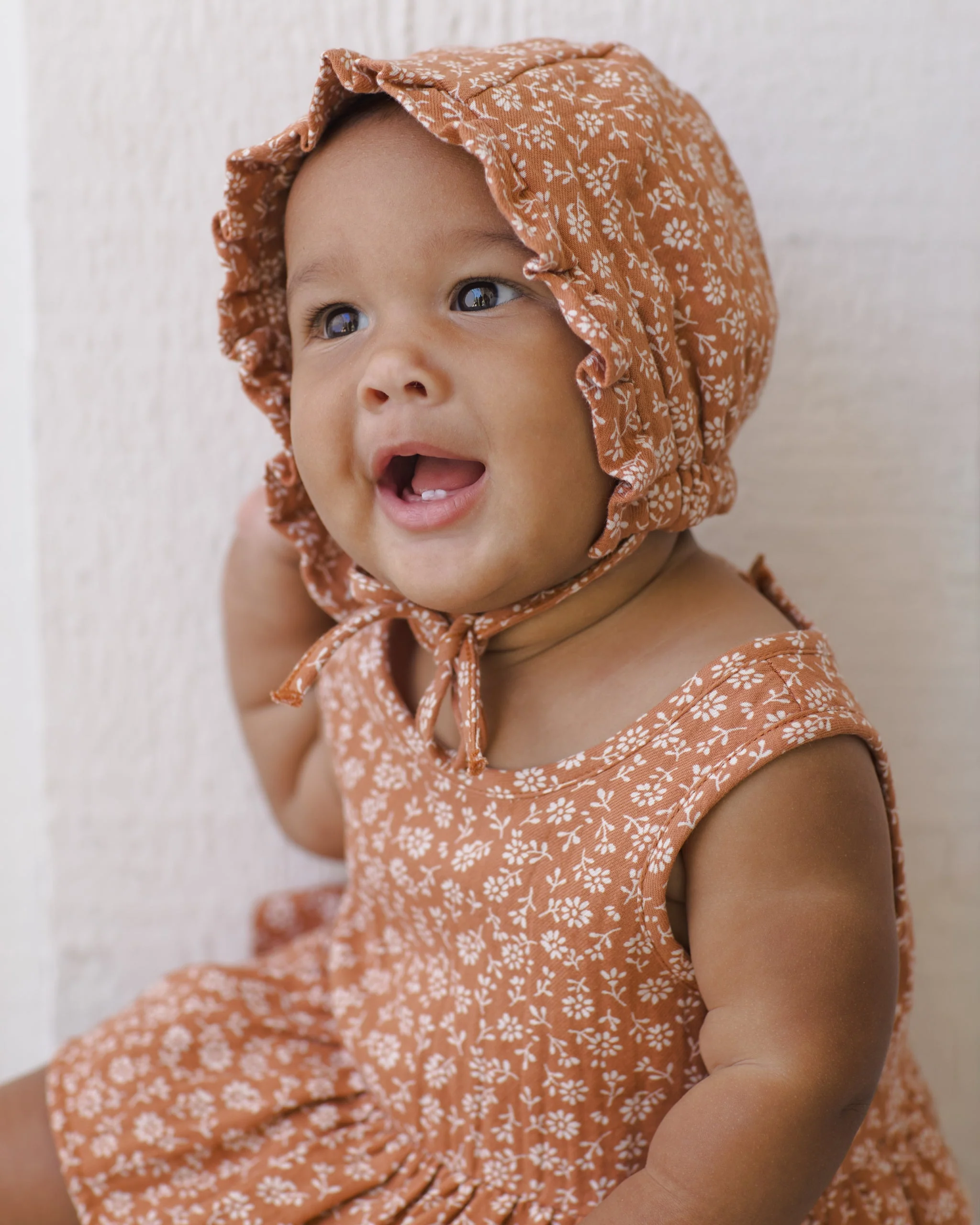 Woven Ruffle Bonnet Poppy Floral - Image 2