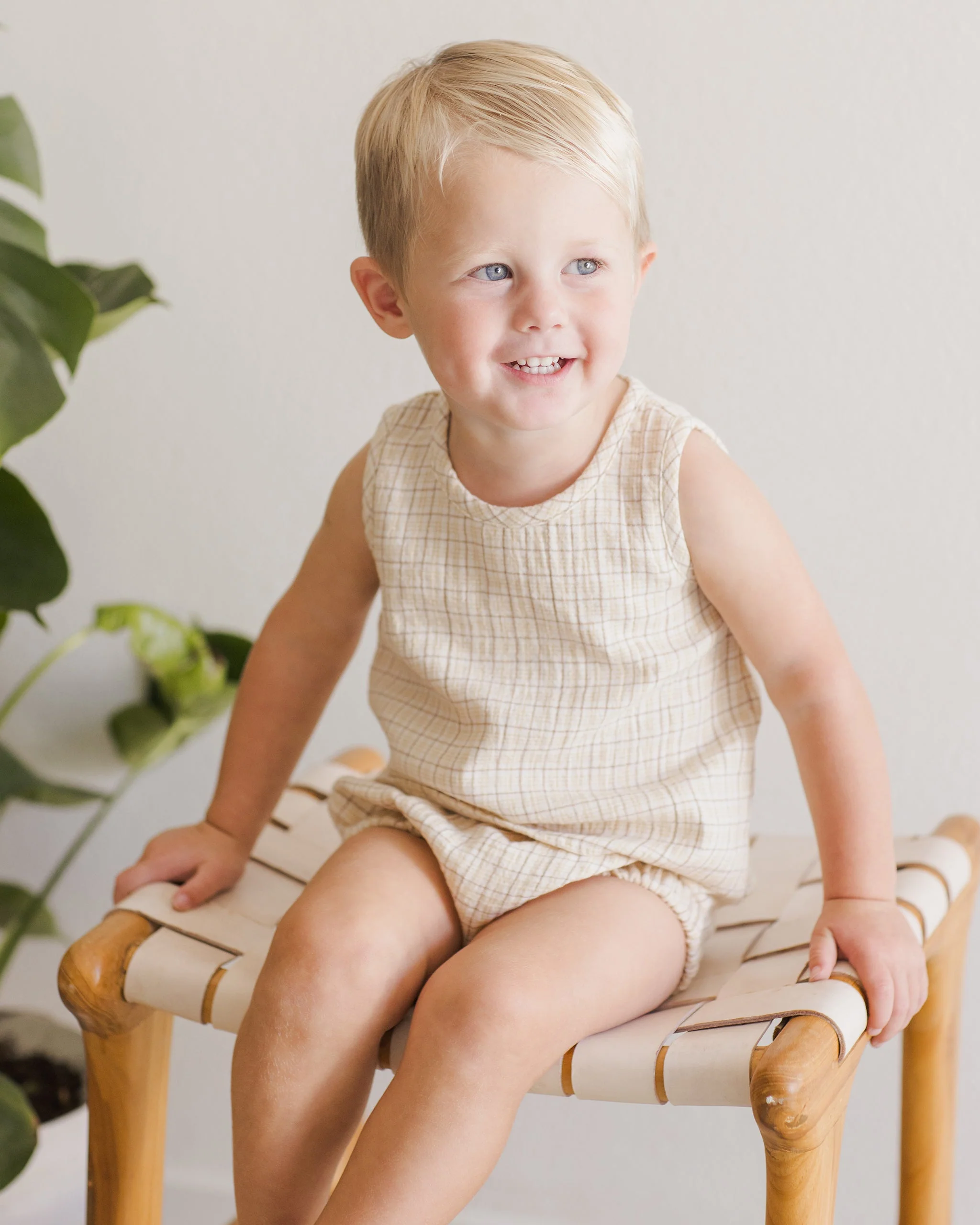 Woven Tank + Short Set || Yellow Plaid - Image 3