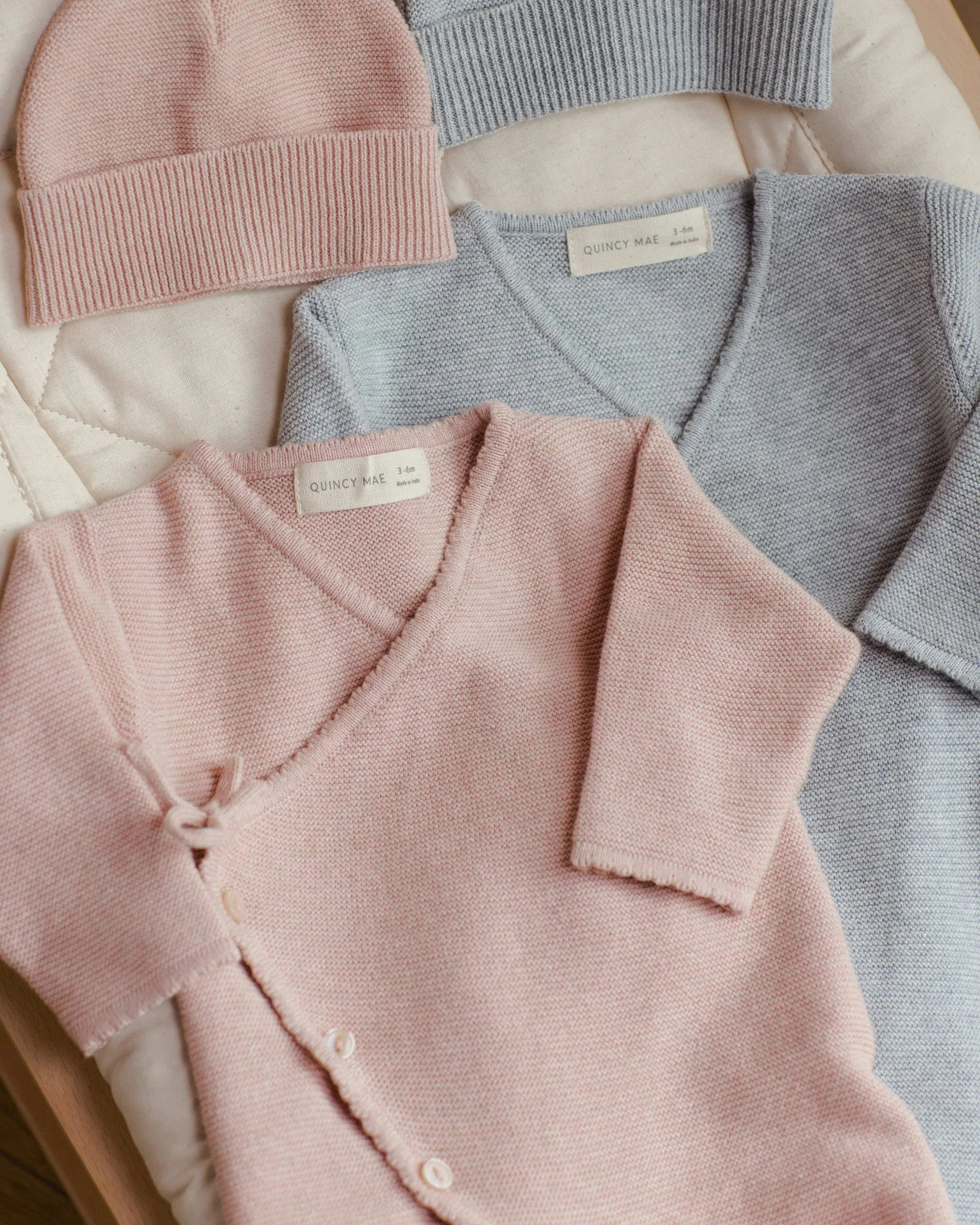 Wrap Knit Footie || Heathered Dusty Blue - Image 5