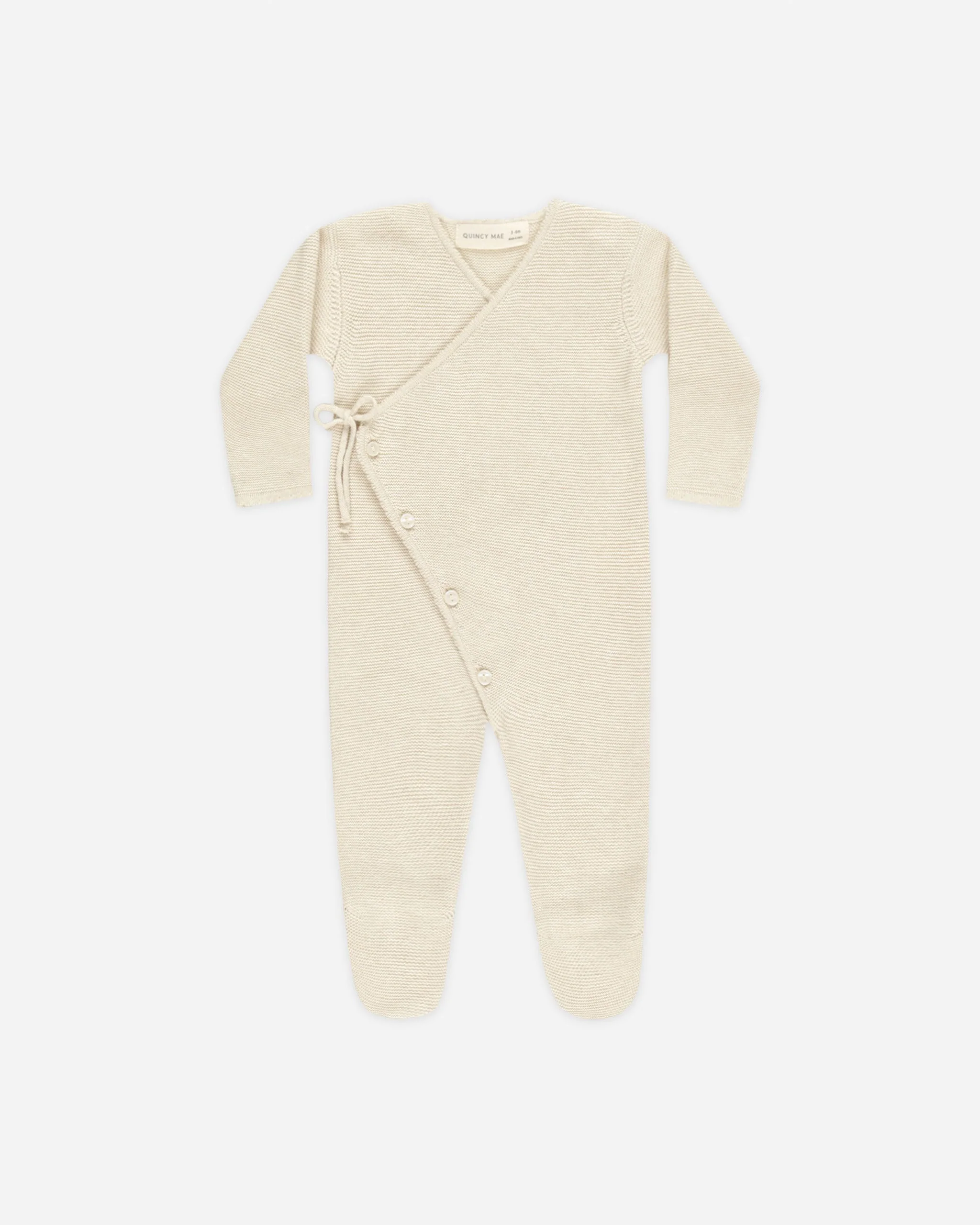 Wrap Knit Footie || Heathered Natural