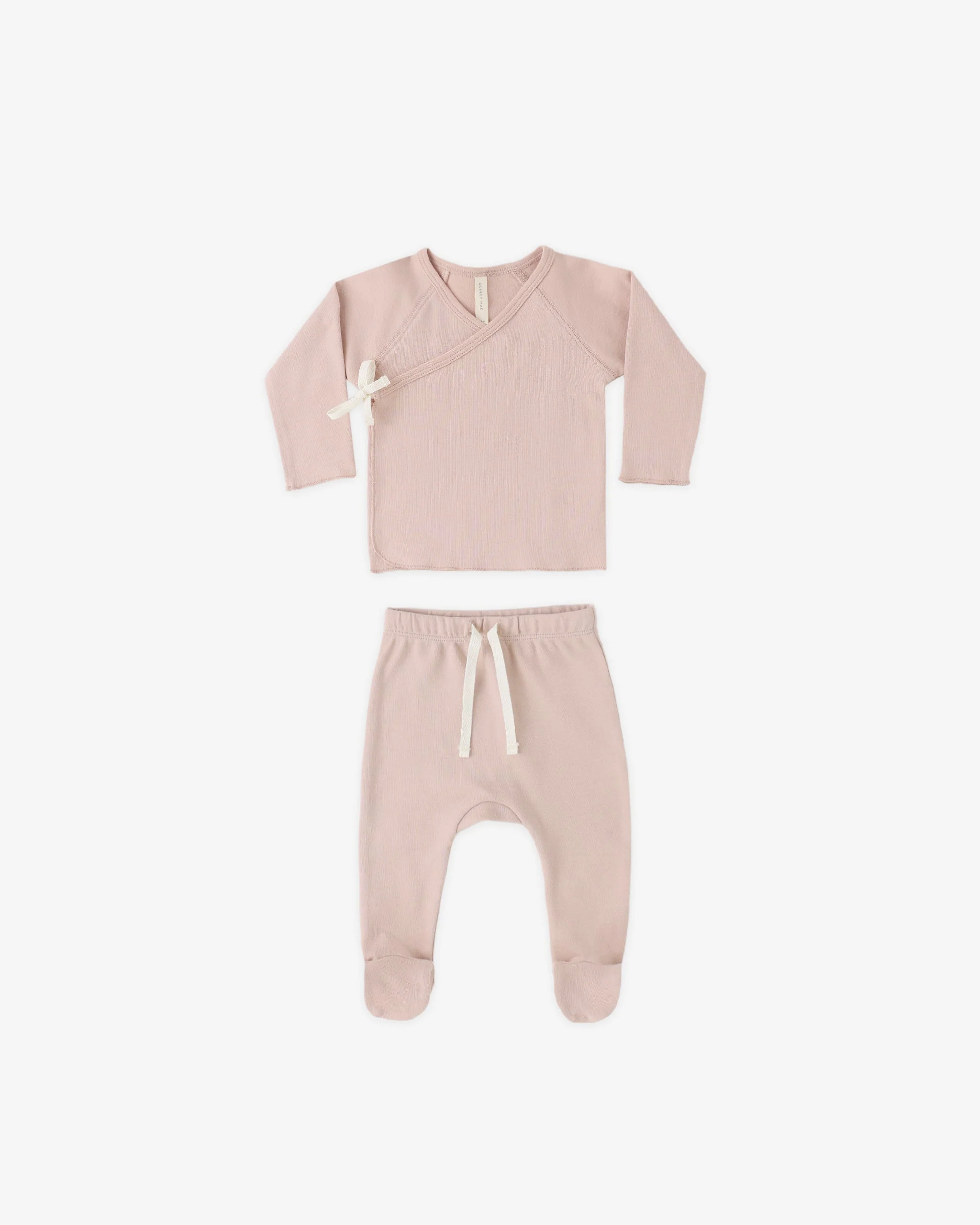 Wrap Top + Footed Pant Set Blush