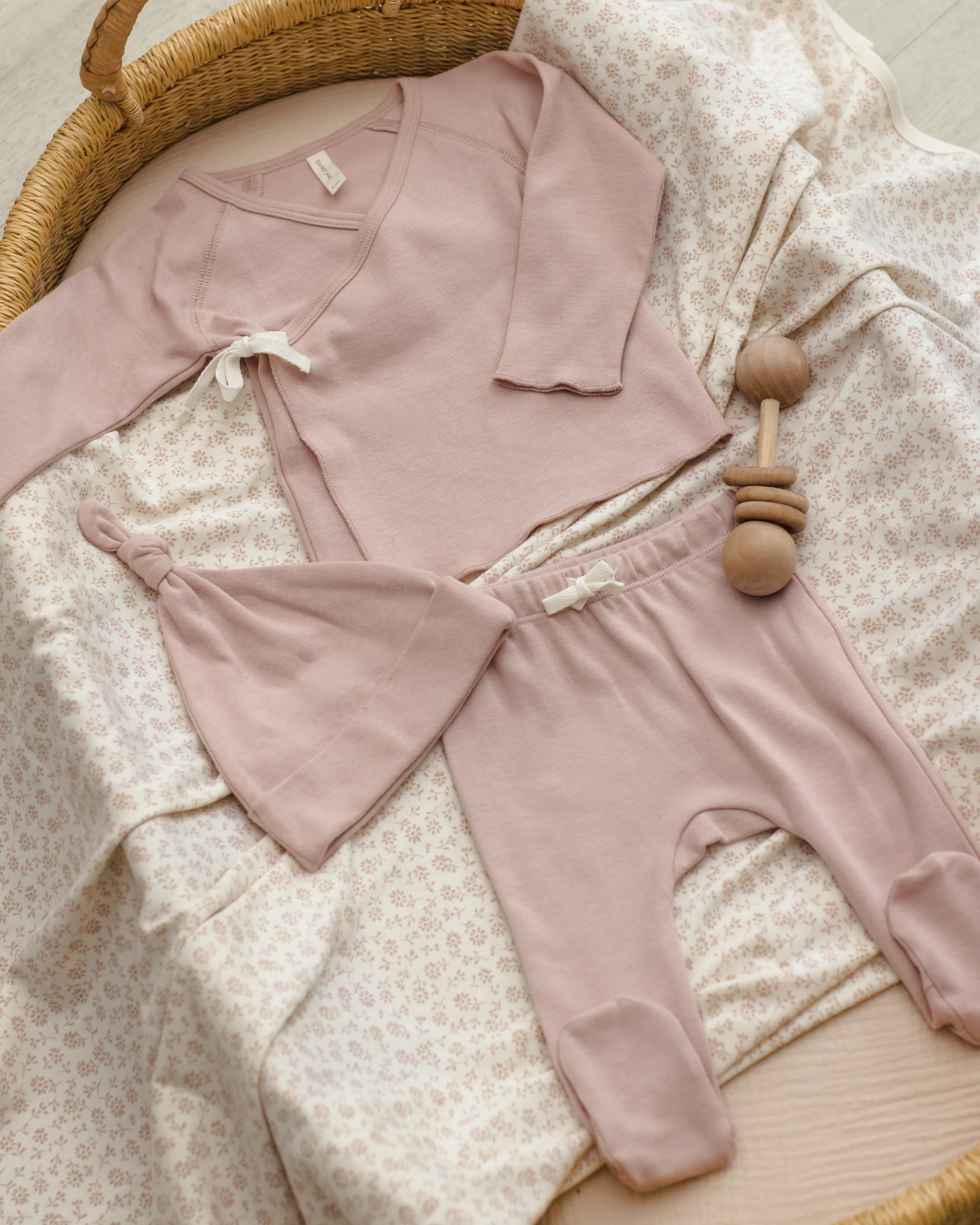 Wrap Top + Footed Pant Set Blush - Image 4