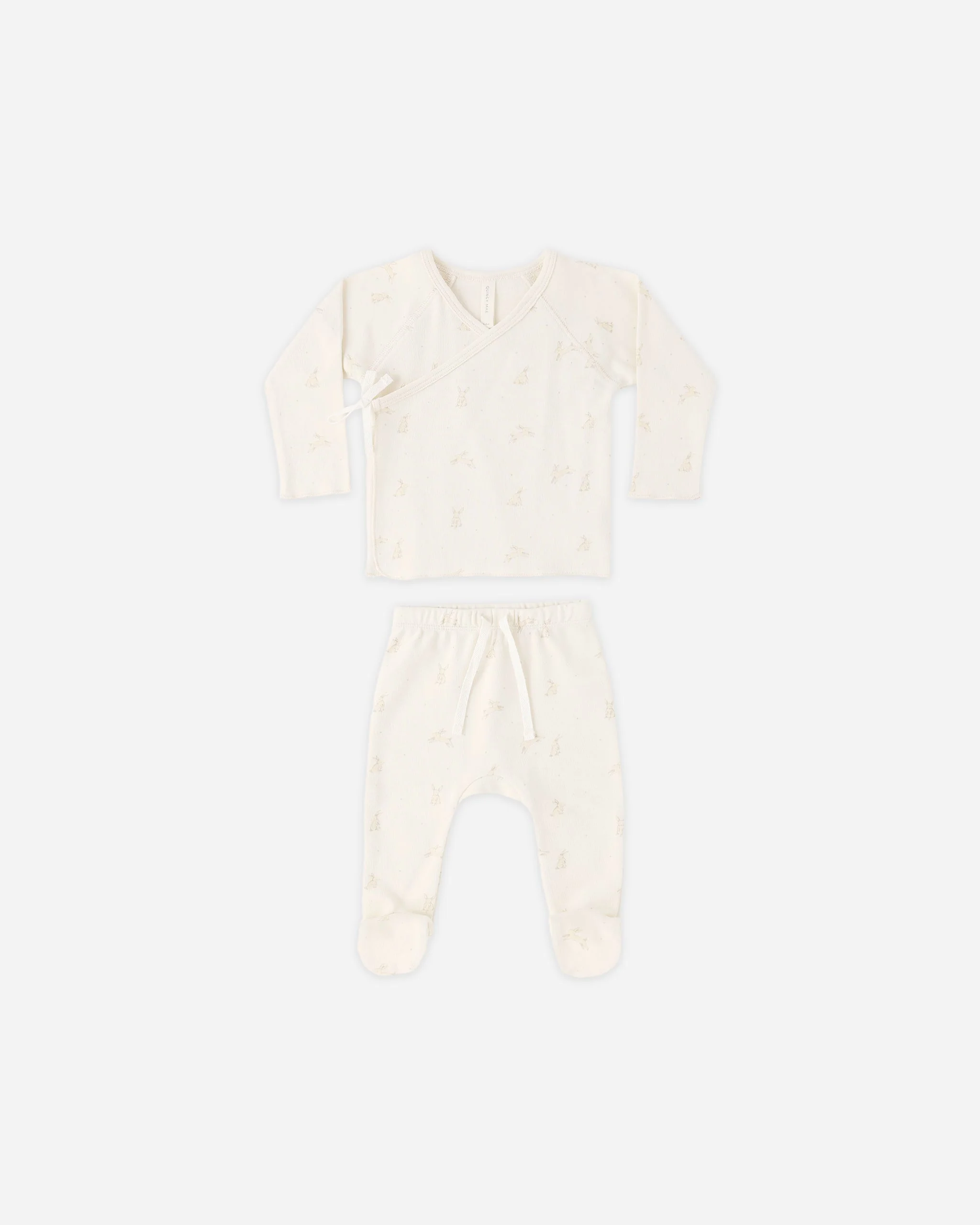 Wrap Top + Footed Pant Set Bunnies