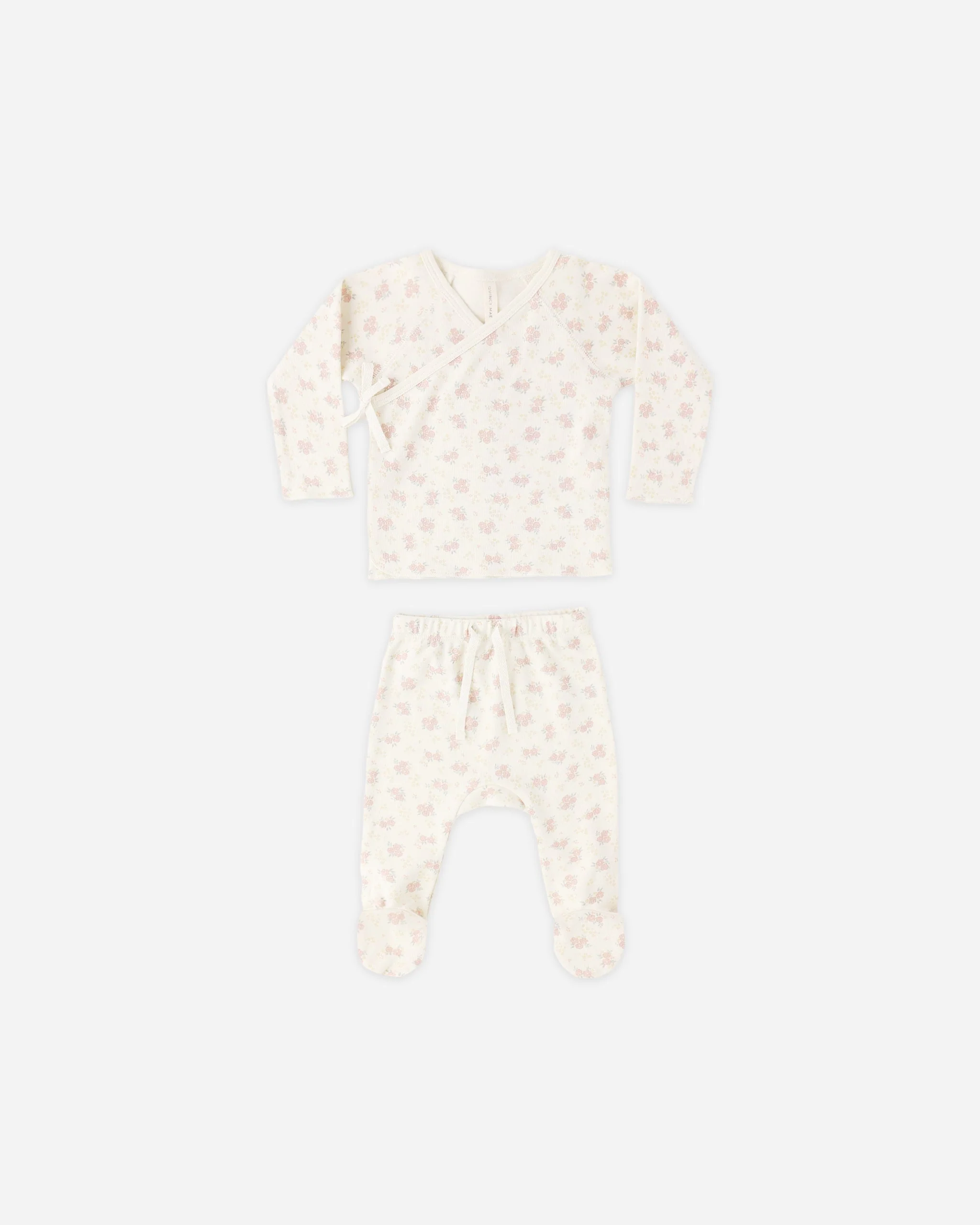 Wrap Top + Footed Pant Set Flower Field