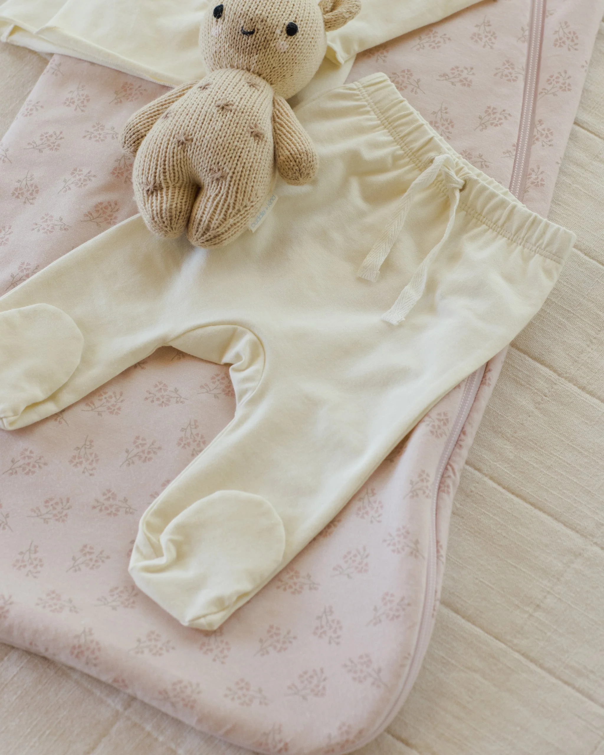 Wrap Top + Footed Pant Set || Ivory - Image 3