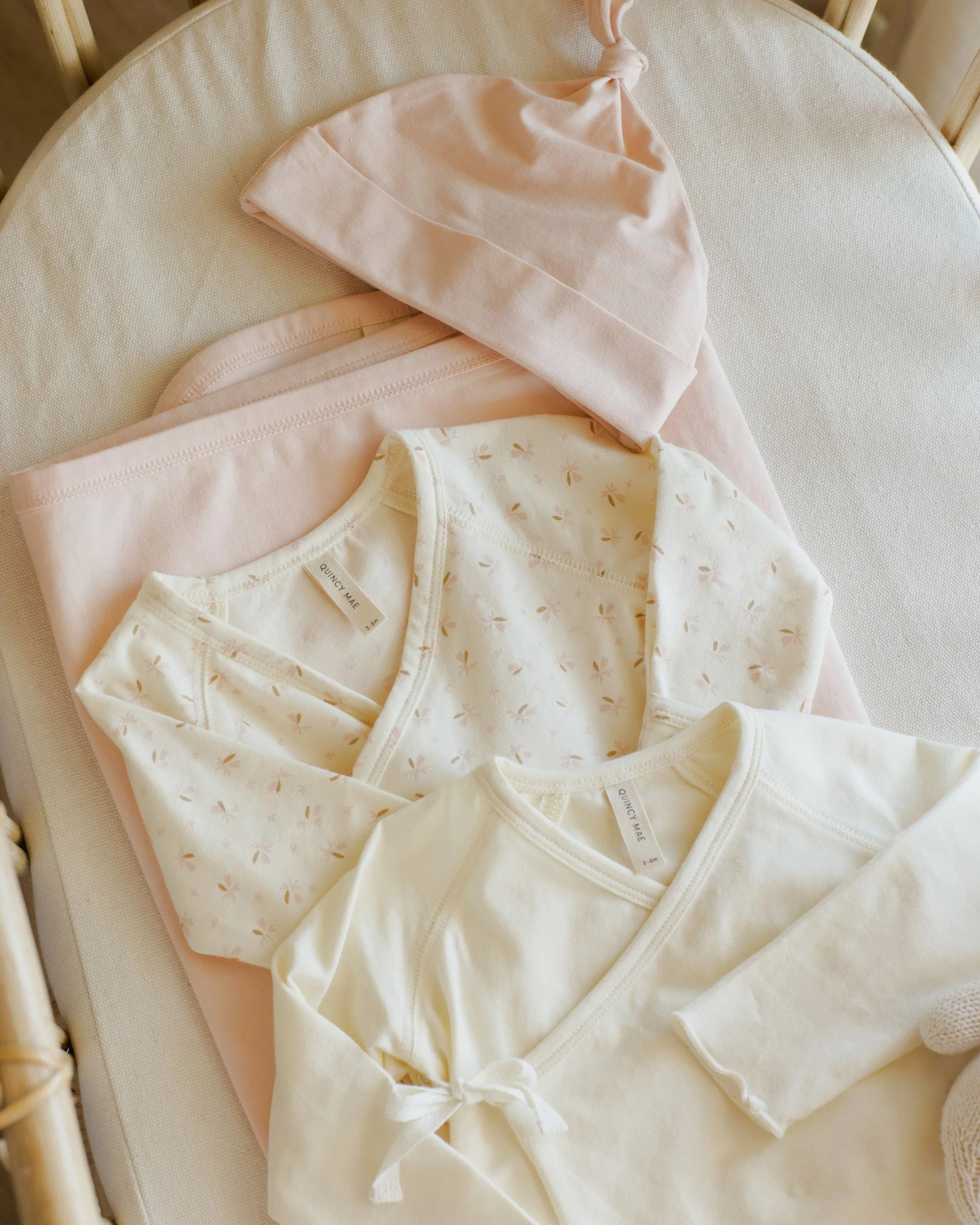 Wrap Top + Footed Pant Set || Ivory - Image 5