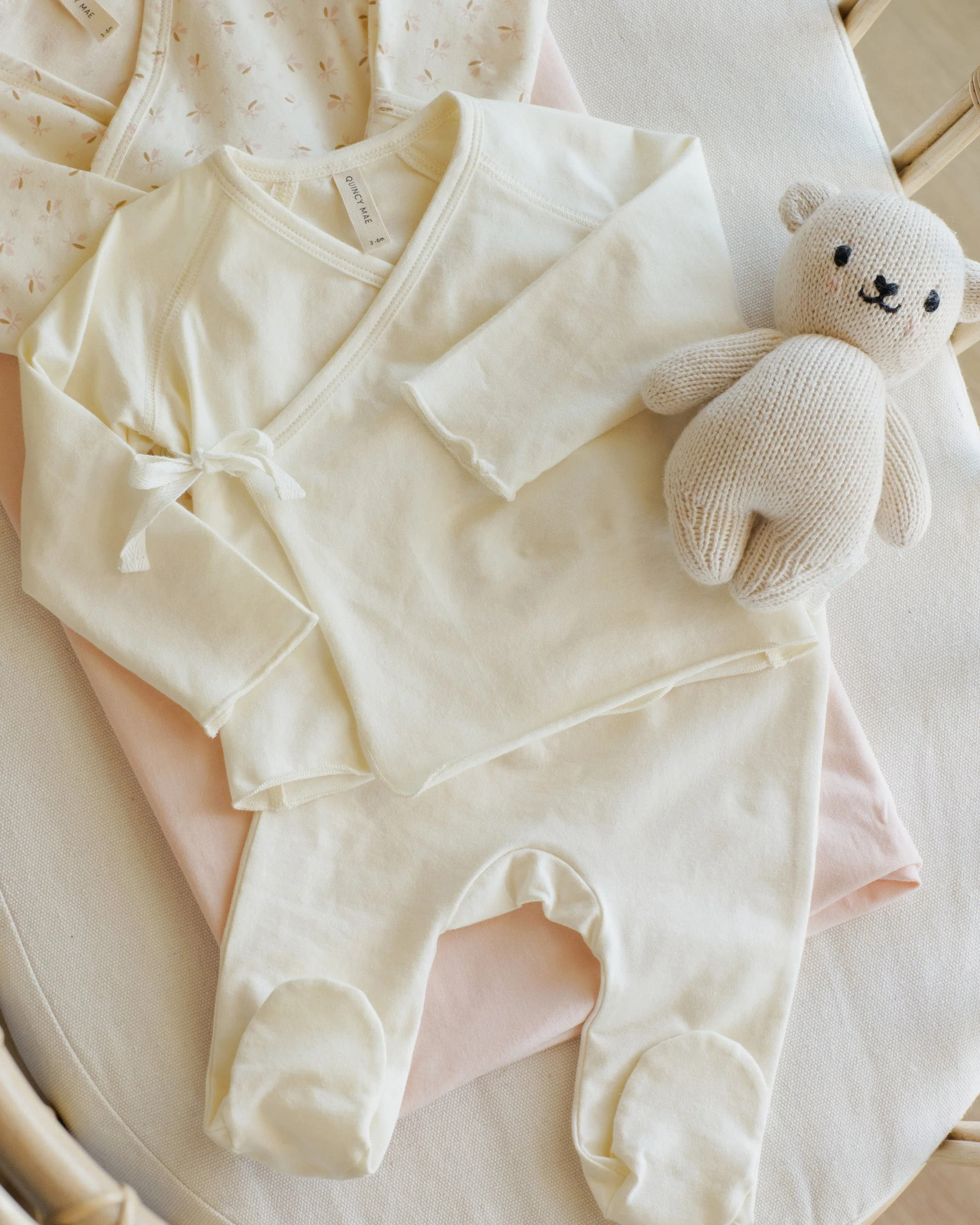 Wrap Top + Footed Pant Set || Ivory - Image 6