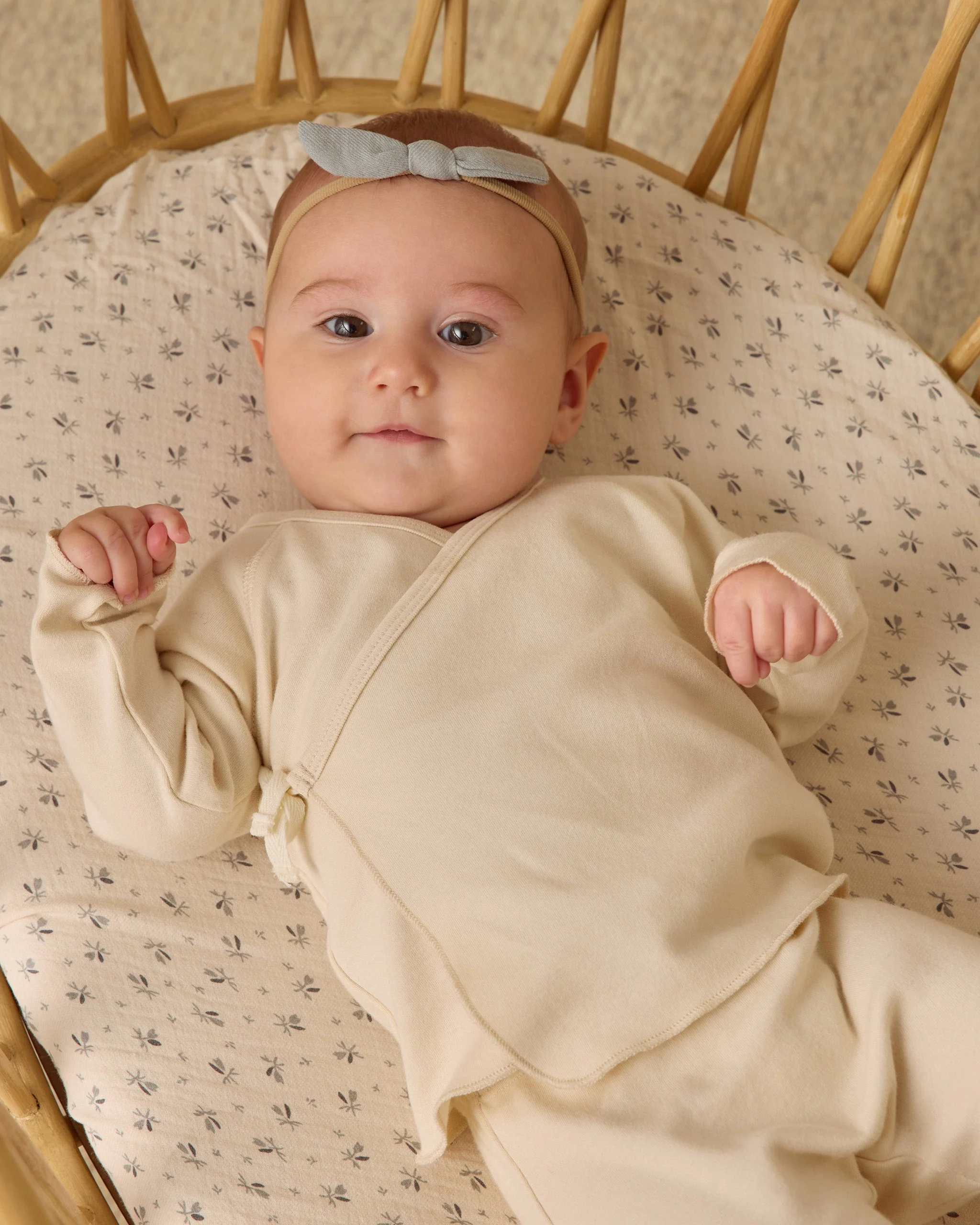 Wrap Top + Footed Pant Set || Natural - Image 2
