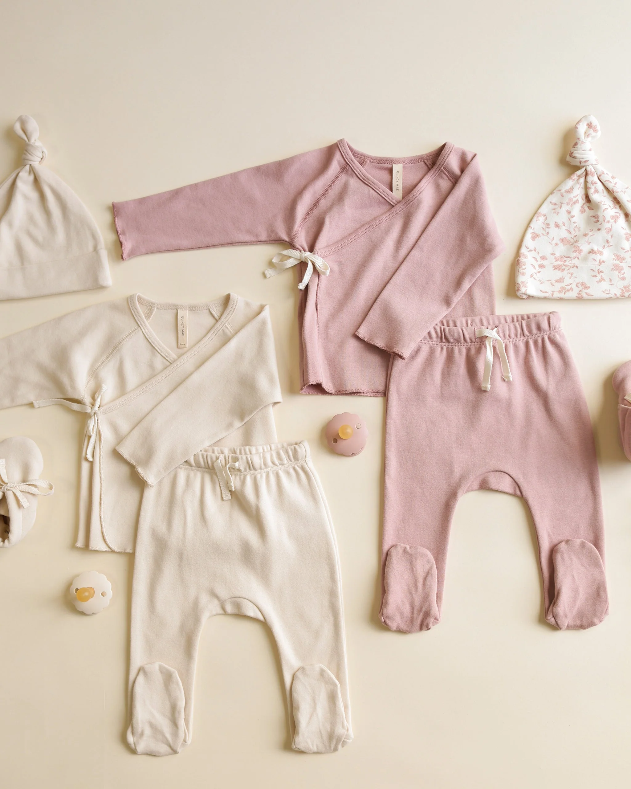 Wrap Top + Footed Pant Set || Natural - Image 7