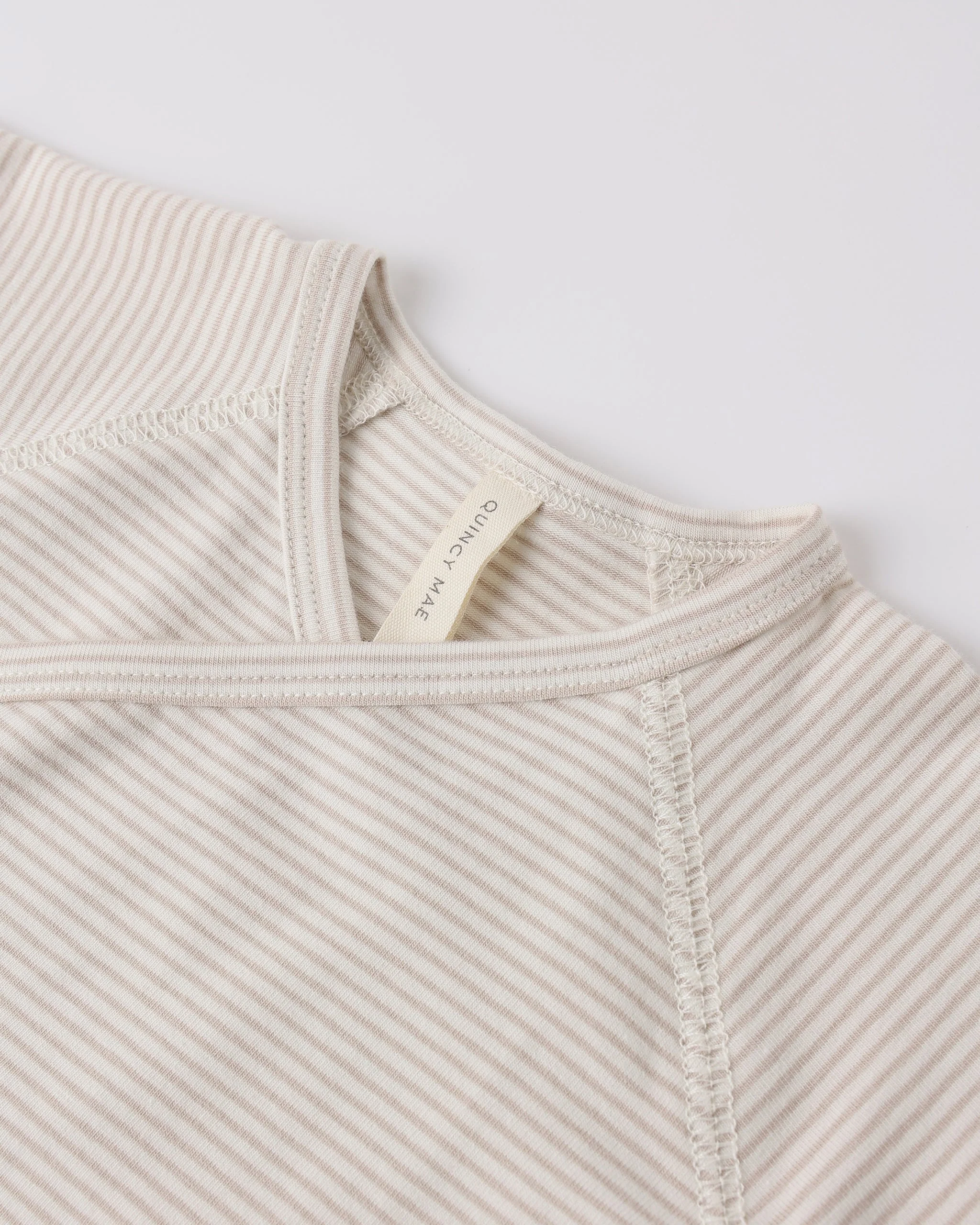 Wrap Top + Footed Pant Set Oat Micro Stripe - Image 2