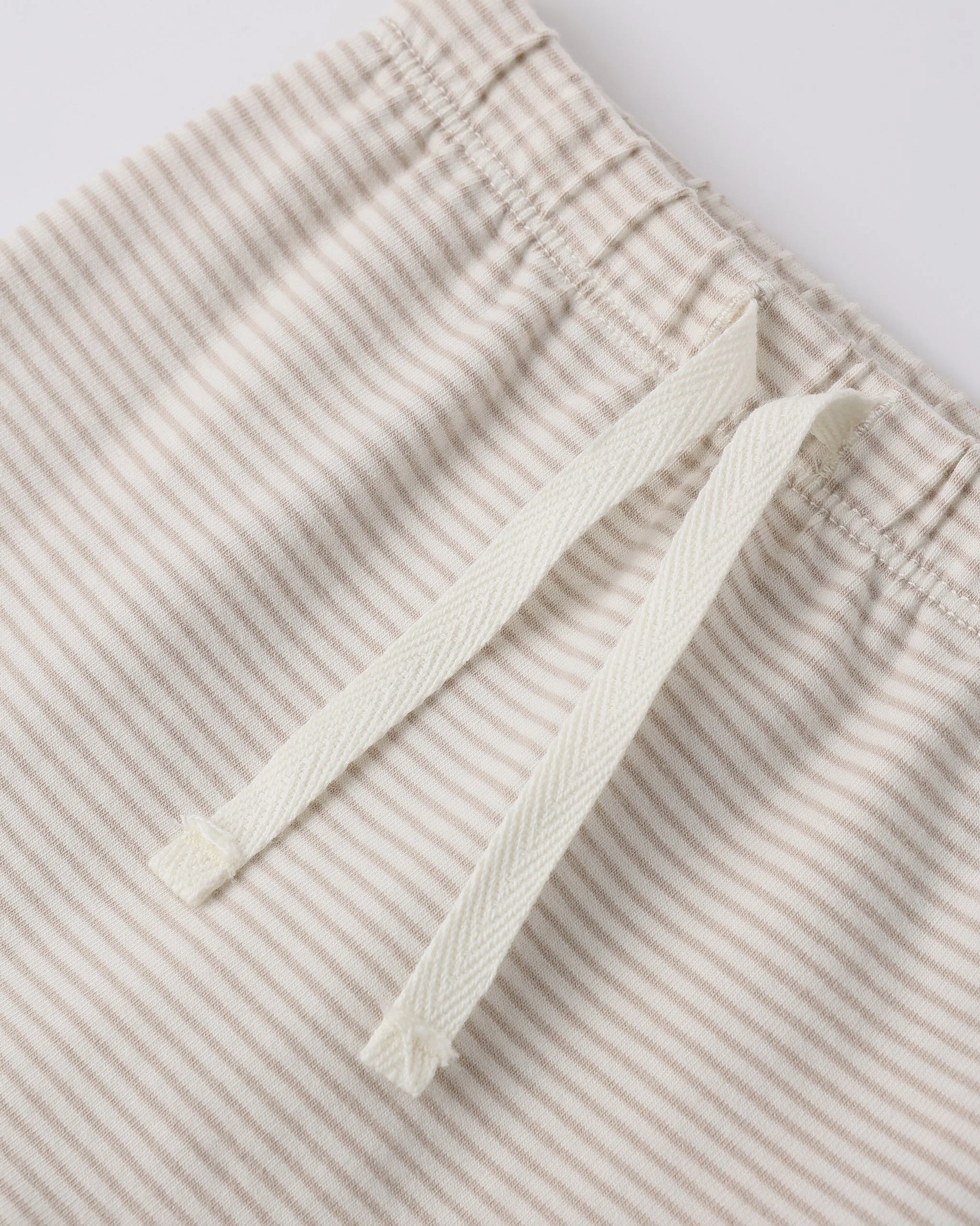 Wrap Top + Footed Pant Set Oat Micro Stripe - Image 3