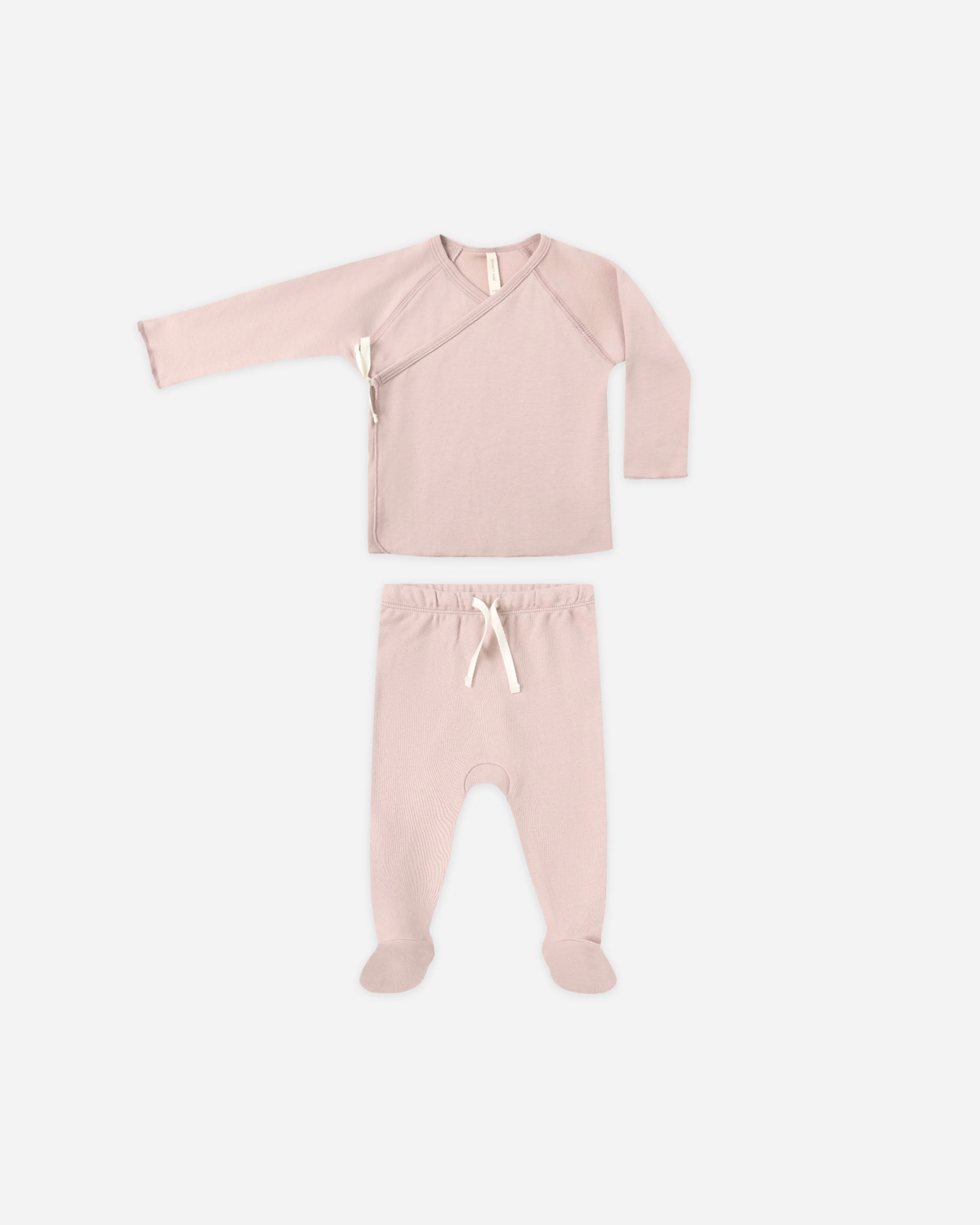 Wrap Top + Footed Pant Set || Rose