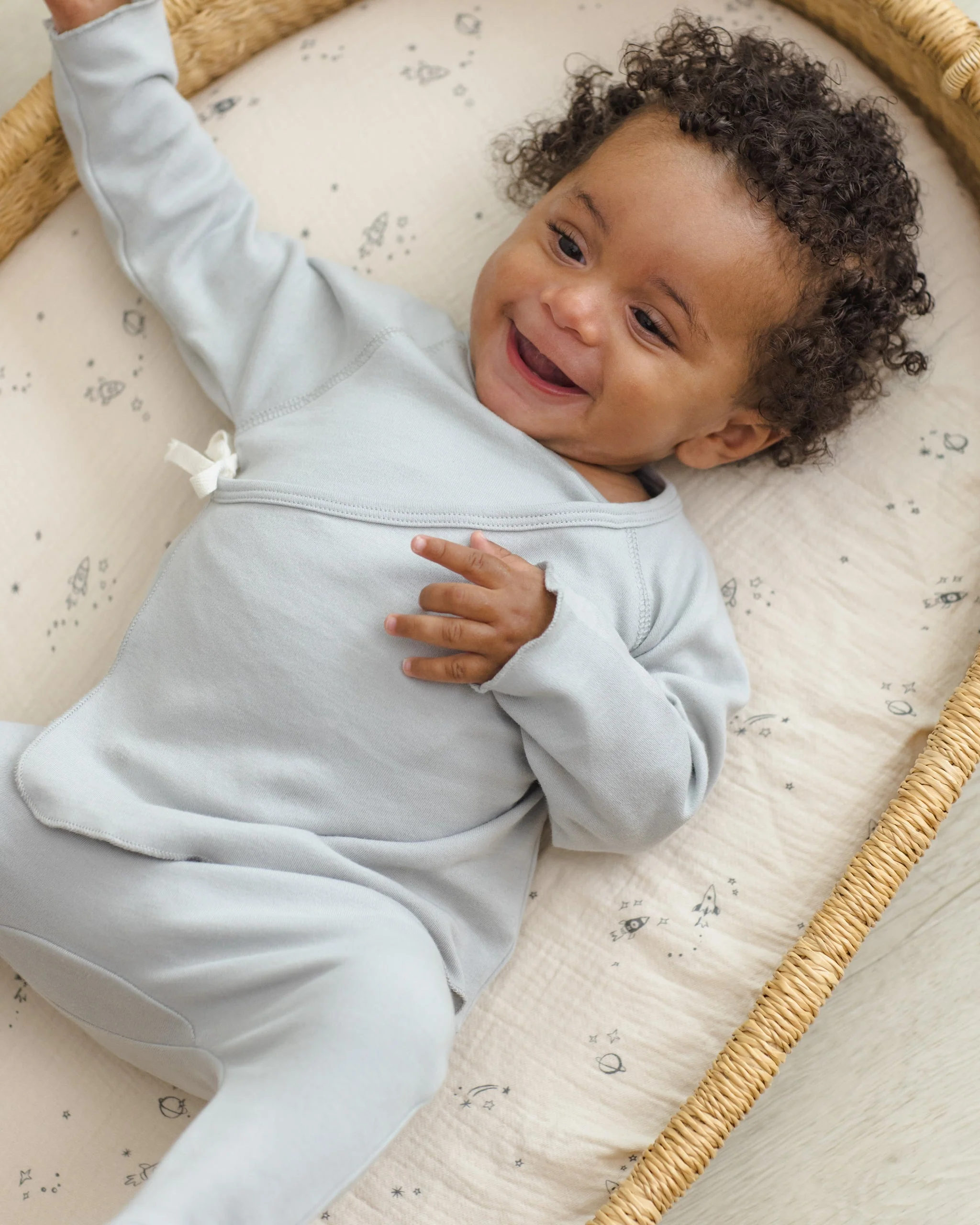 Wrap Top + Footed Pant Set Sky - Image 2