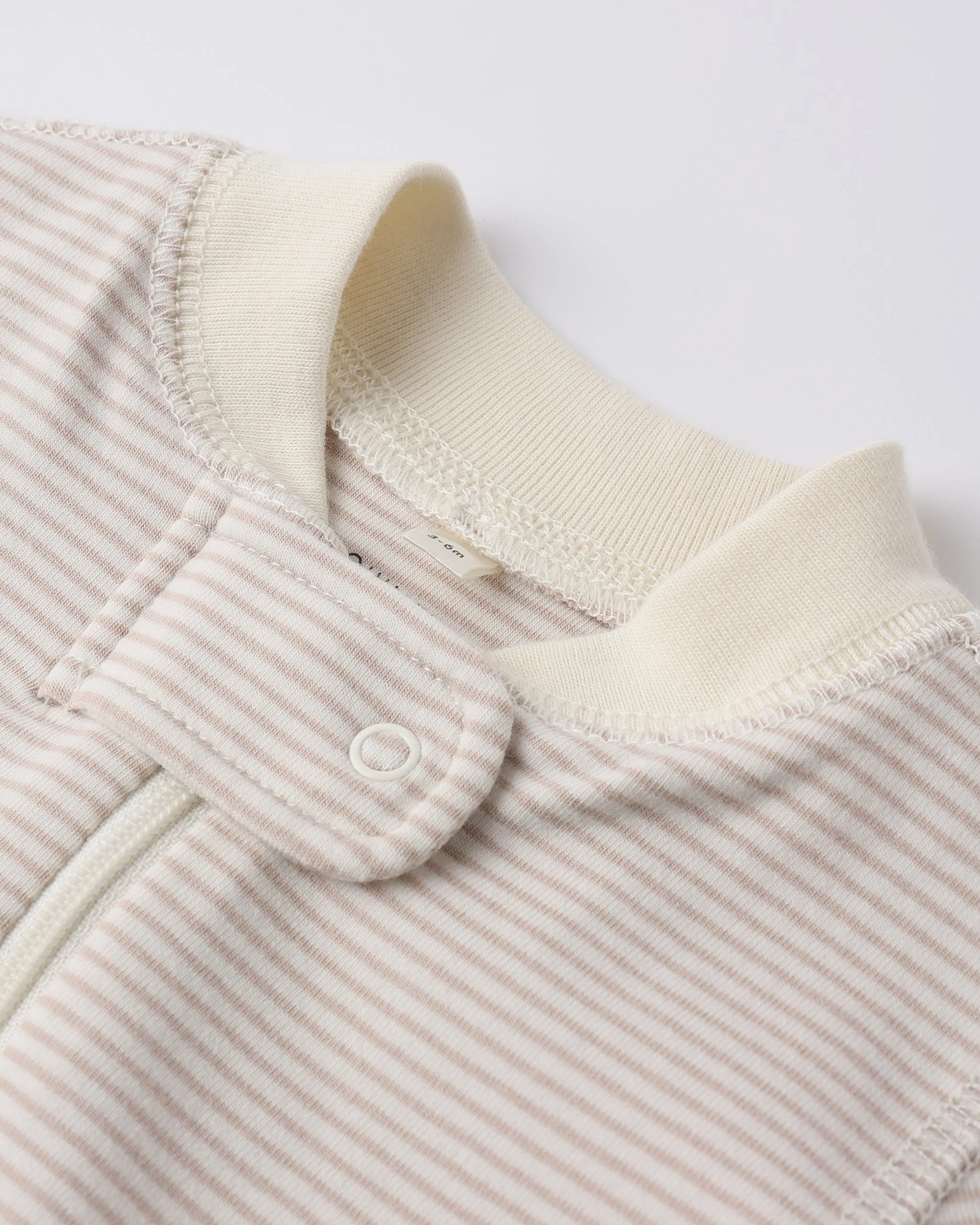 Zip Longsleeve Sleeper Footie Oat Microstripe - Image 6