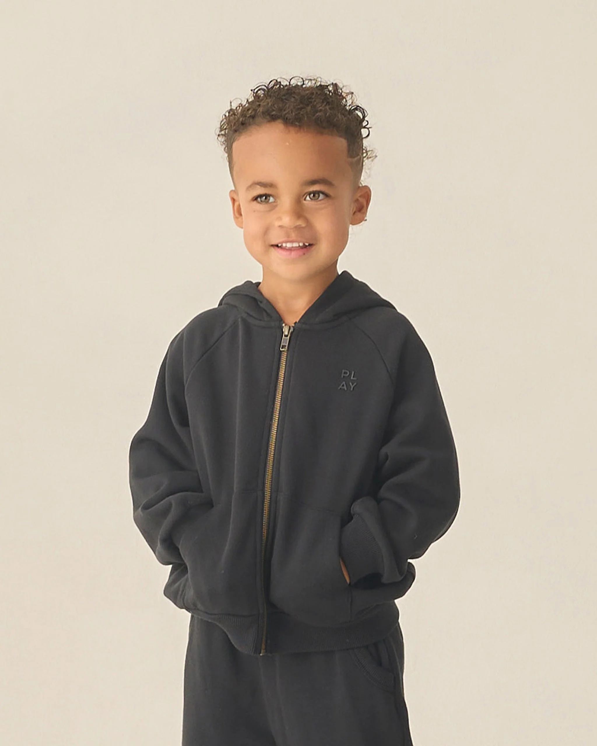 Zip Raglan Hoodie Black - Image 2