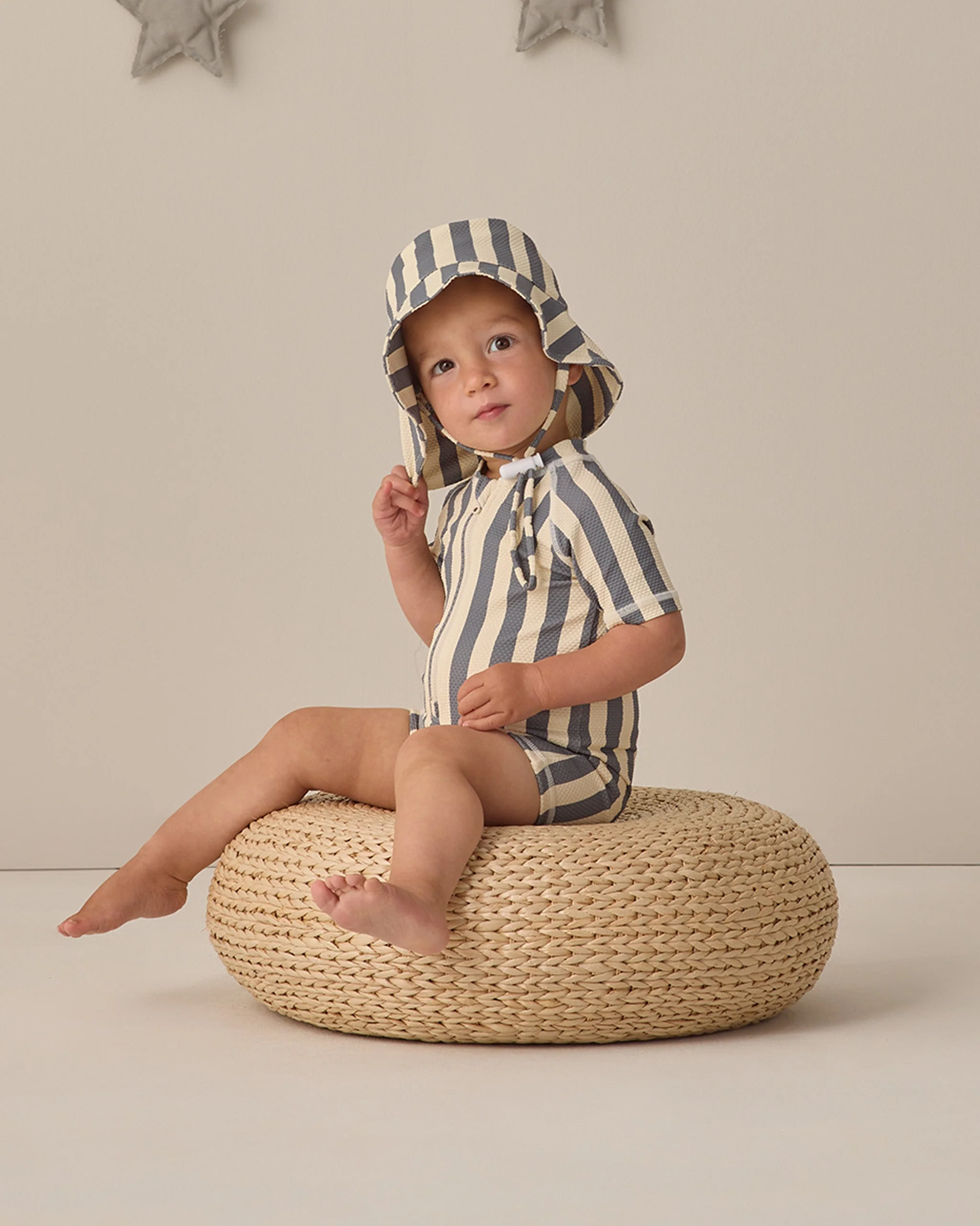 Zip Rashguard One-Piece Retro Ocean Stripe - Image 2