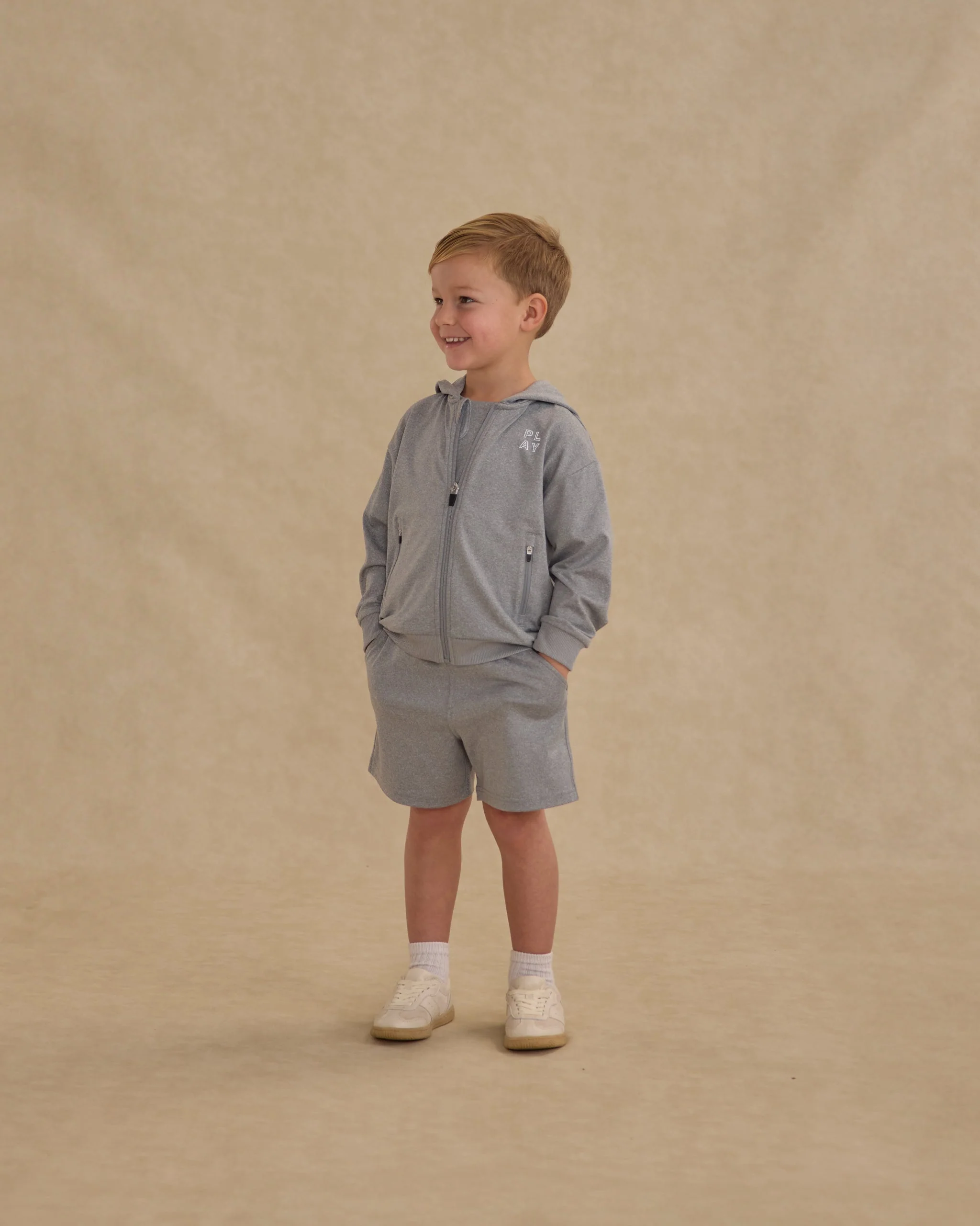 Zip-Up Tech Hoodie || Heathered Dusty Blue - Image 2
